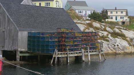 lobster traps in a canadian fishing village