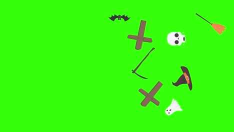 grupo de elementos gráficos de halloween animación pantalla verde clave de croma
