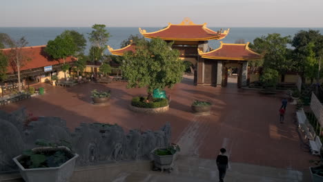 buddhist temple with ocean view