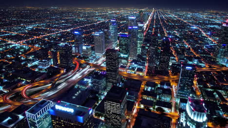 los angeles city skyline at night