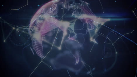 animación de la red de conexiones con globo sobre fondo oscuro