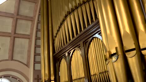 church pipe organ. slow tilt bottom to top