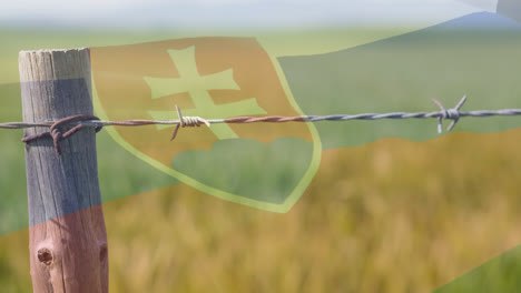 barbed wires against slovakia flag