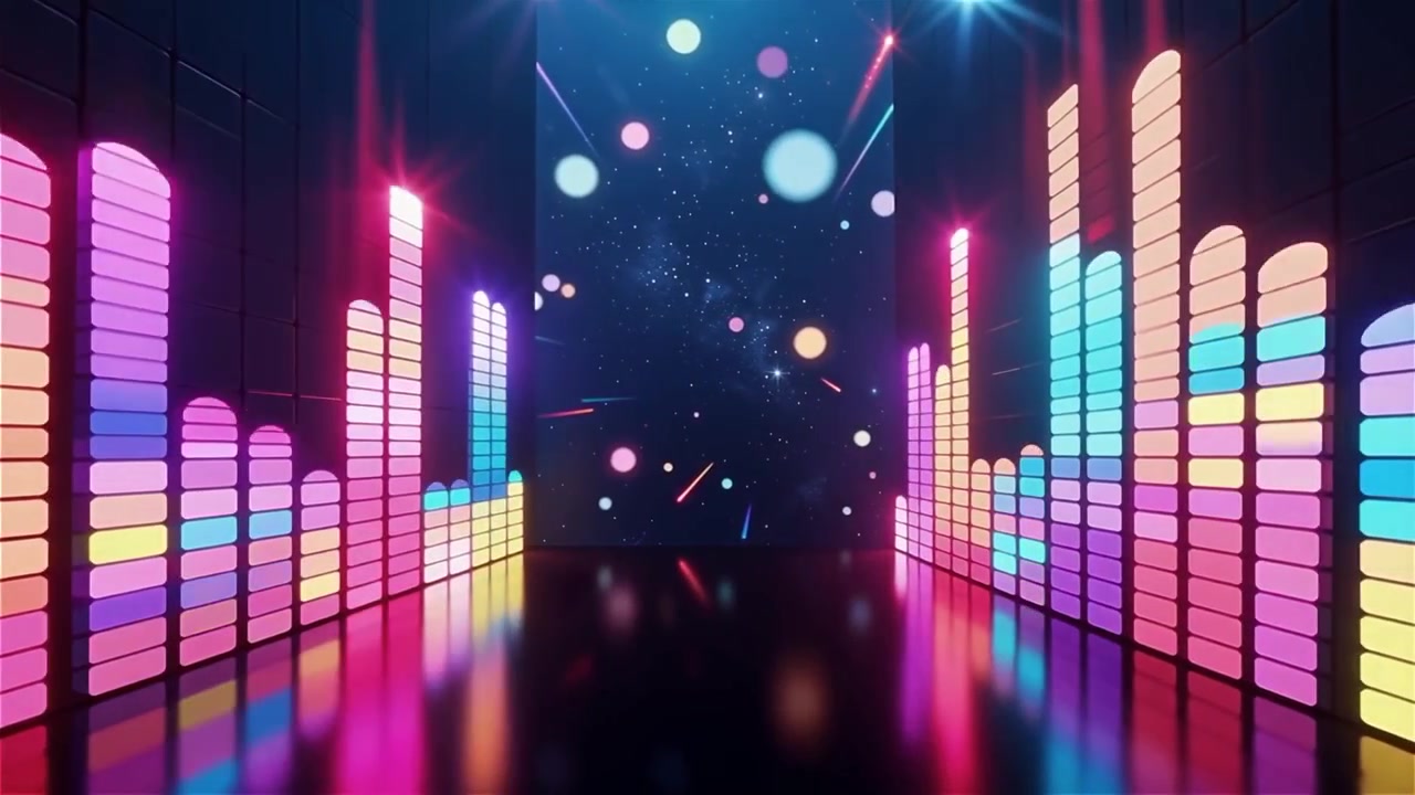 Futuristic Rainbow Neon Music Equalizer Visualizer Background