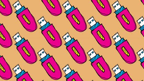 kinderen tekenen pop art naadloze achtergrond met thema van usb flash drive