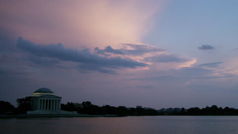 jefferson memorial cloudy colorful sunset.