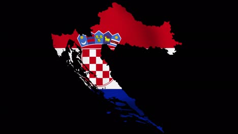 croatia waving flag map with alpha channel and seamless loop