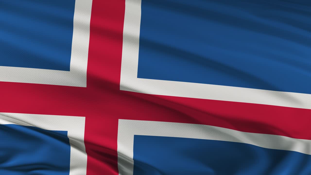 la bandera de islandia ondeando en el viento seamles loop animación 3d. resolución 4k.
