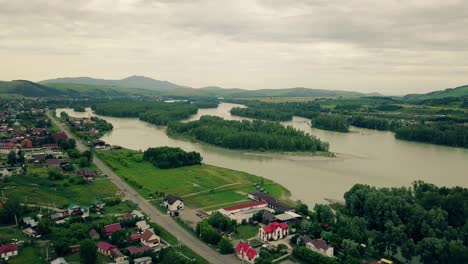 Aerial-Small-tourist-city-under-the-clouds