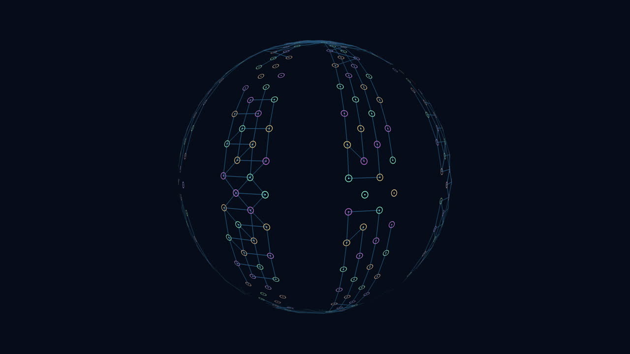 검은색 그라디엔트에 네온 반지를 가진 미래지향적인 기하학적 구