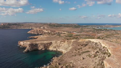 aerial drone video from northern malta near the ghajn znuber tower