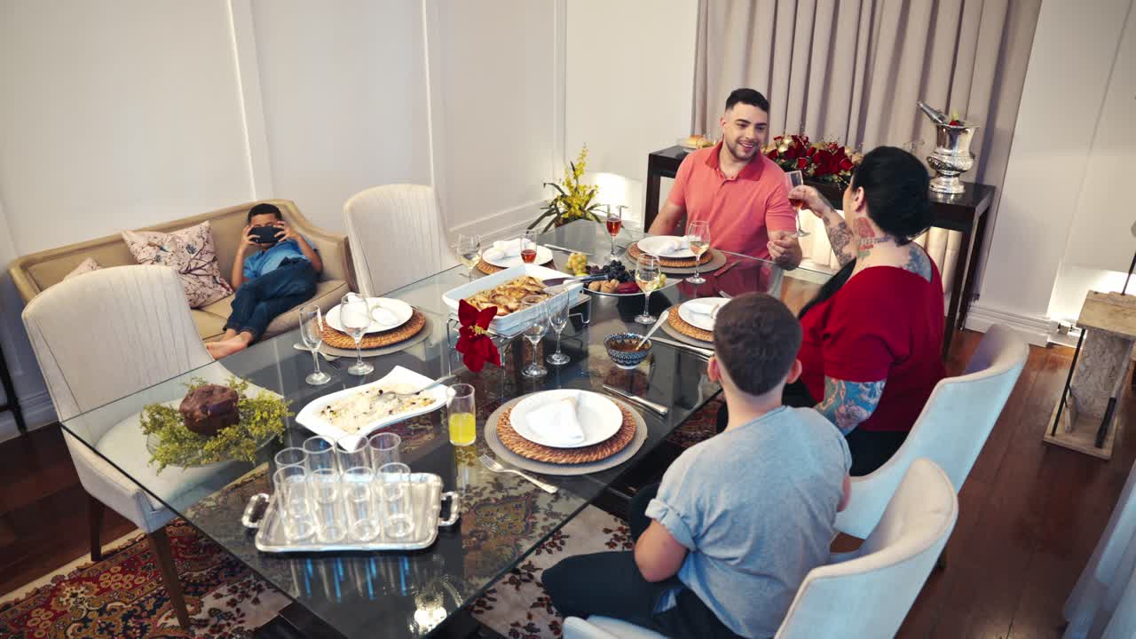 Family gathering and dinner at home