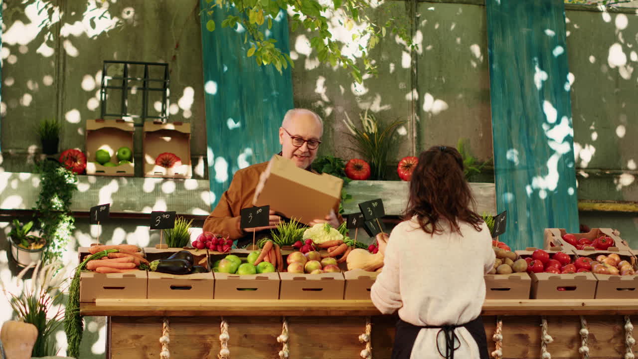 Farmers Market Scene with Produce and People