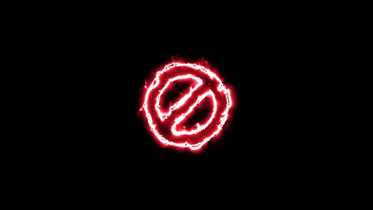 Glowing Red Neon Prohibition Sign on Black Background