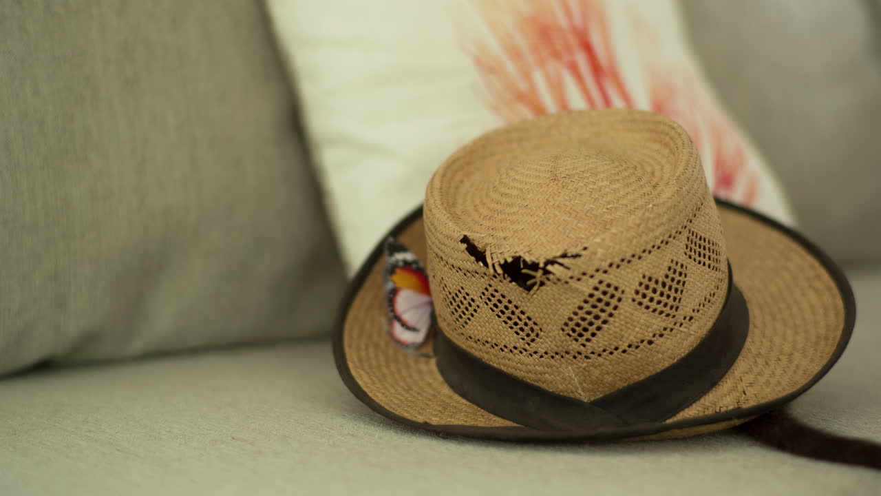 gatito con un sombrero de paja