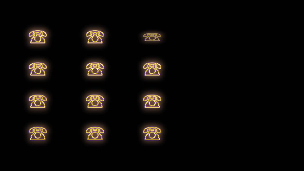 patrón de teléfono retro con luz amarilla de neón pulsante