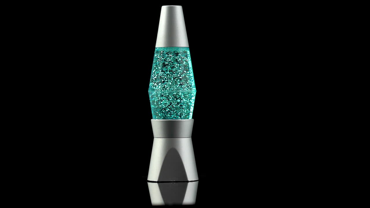 Blue Glitter Lava Lamps Swirls on Black Background