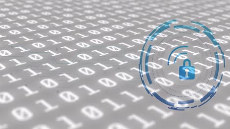 animación del icono del candado sobre el procesamiento de datos en fondo negro