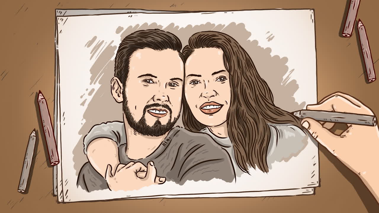 종이에 손으로 그린 그림