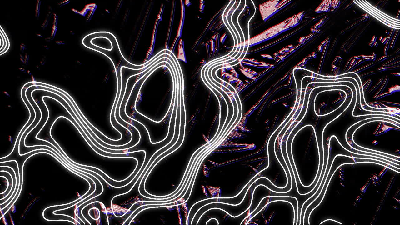 animación de movimiento y cambio de líneas blancas sobre textura púrpura y espacio de copia en fondo negro