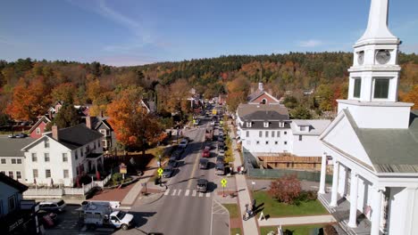 aerial town of stowe vermont in 4k