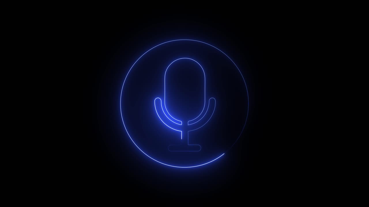 Blue Neon Microphone Icon