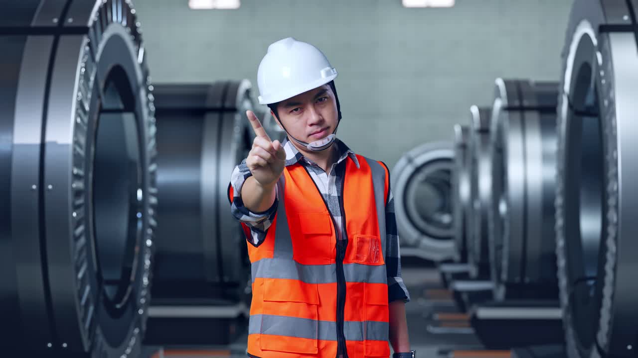 Industrial Worker Giving Stop Signal