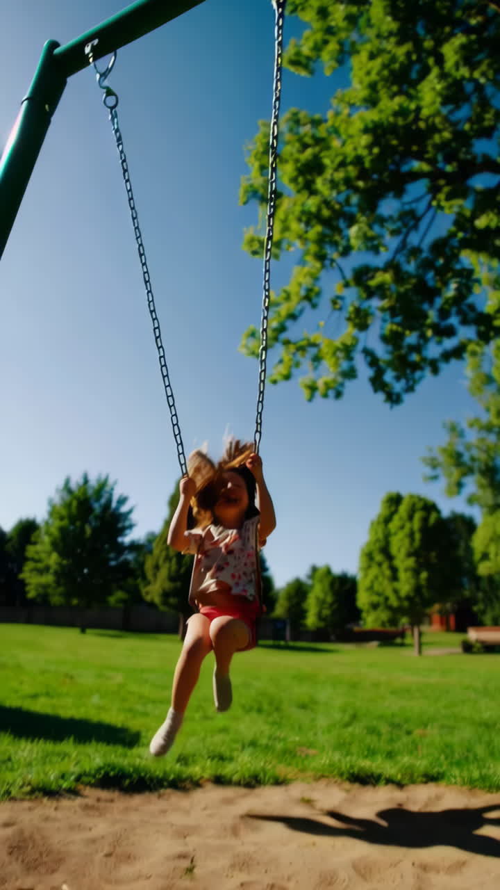 Bambino felice sull'altalena in un parco