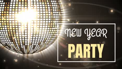 Neujahrsparty-über-Disco-Kugel-Geschrieben