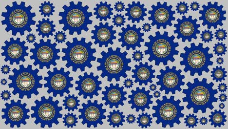 new hampshire us state flag gears spinning background