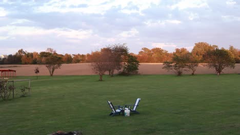 watching a sunset overlooking a field