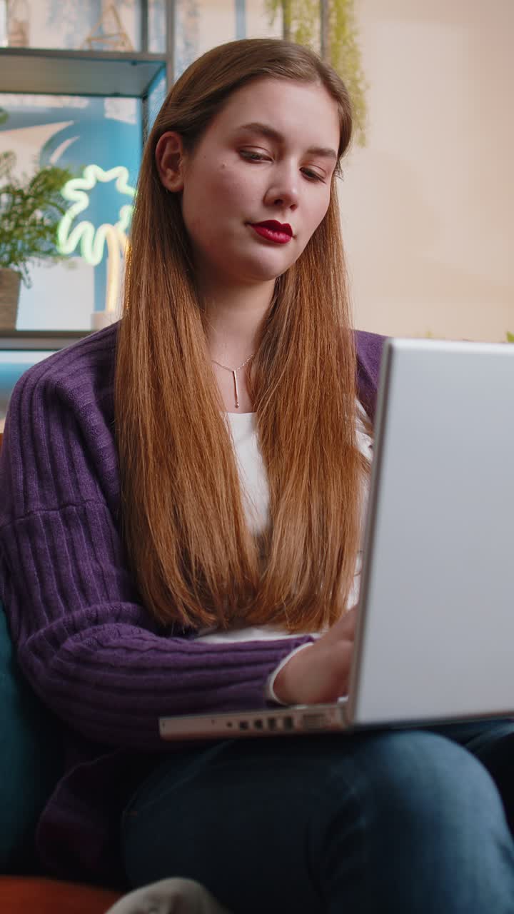 Tired young woman freelancer use laptop suffering from headache problem tension and migraine stress