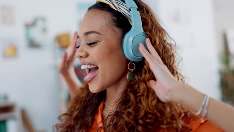 music, dance and black woman with laptop listening