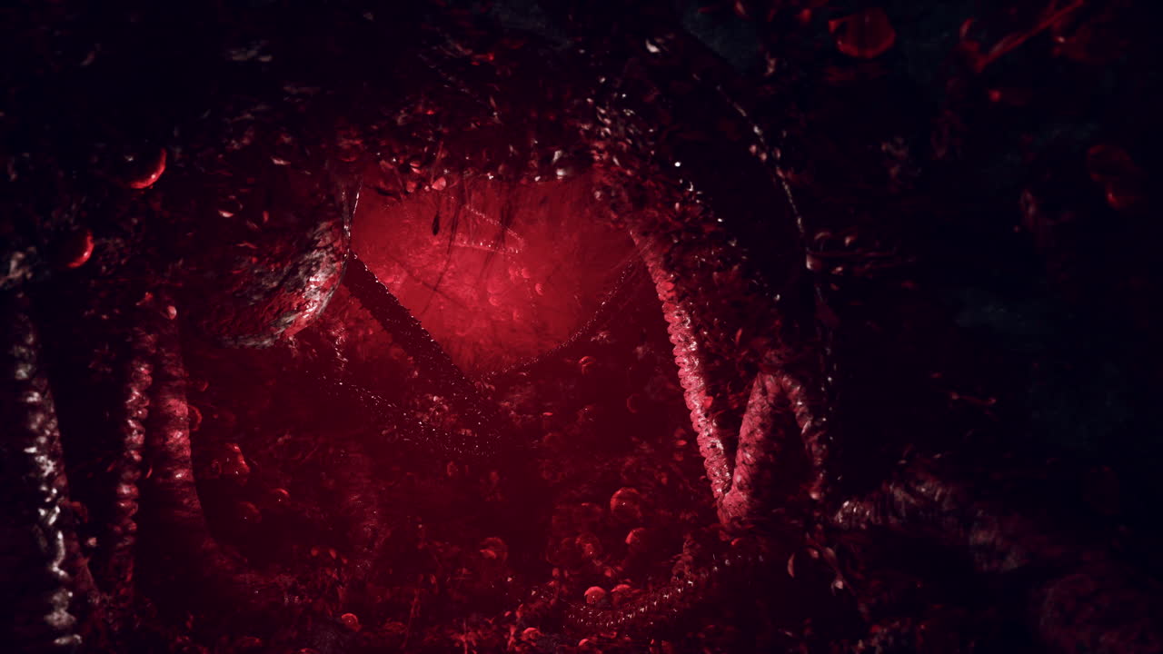 corazón brillante en una cueva oscura