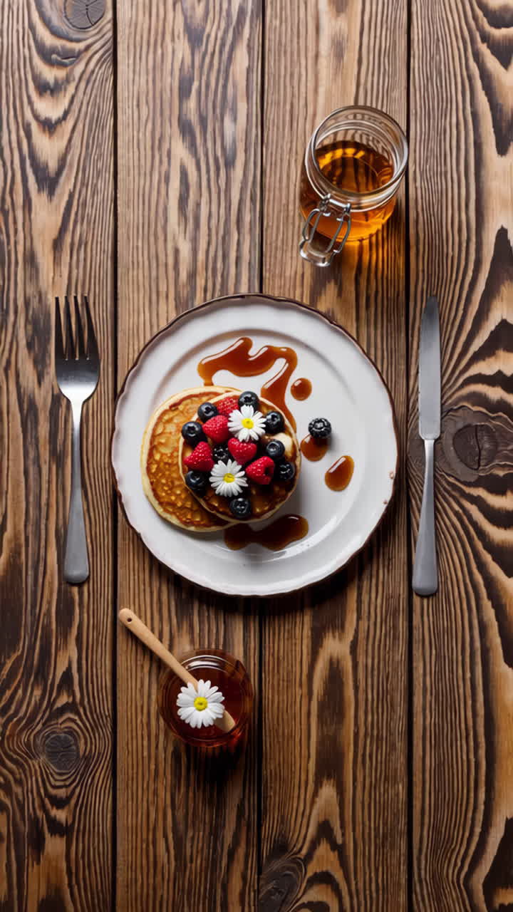 panqueques con bayas y miel