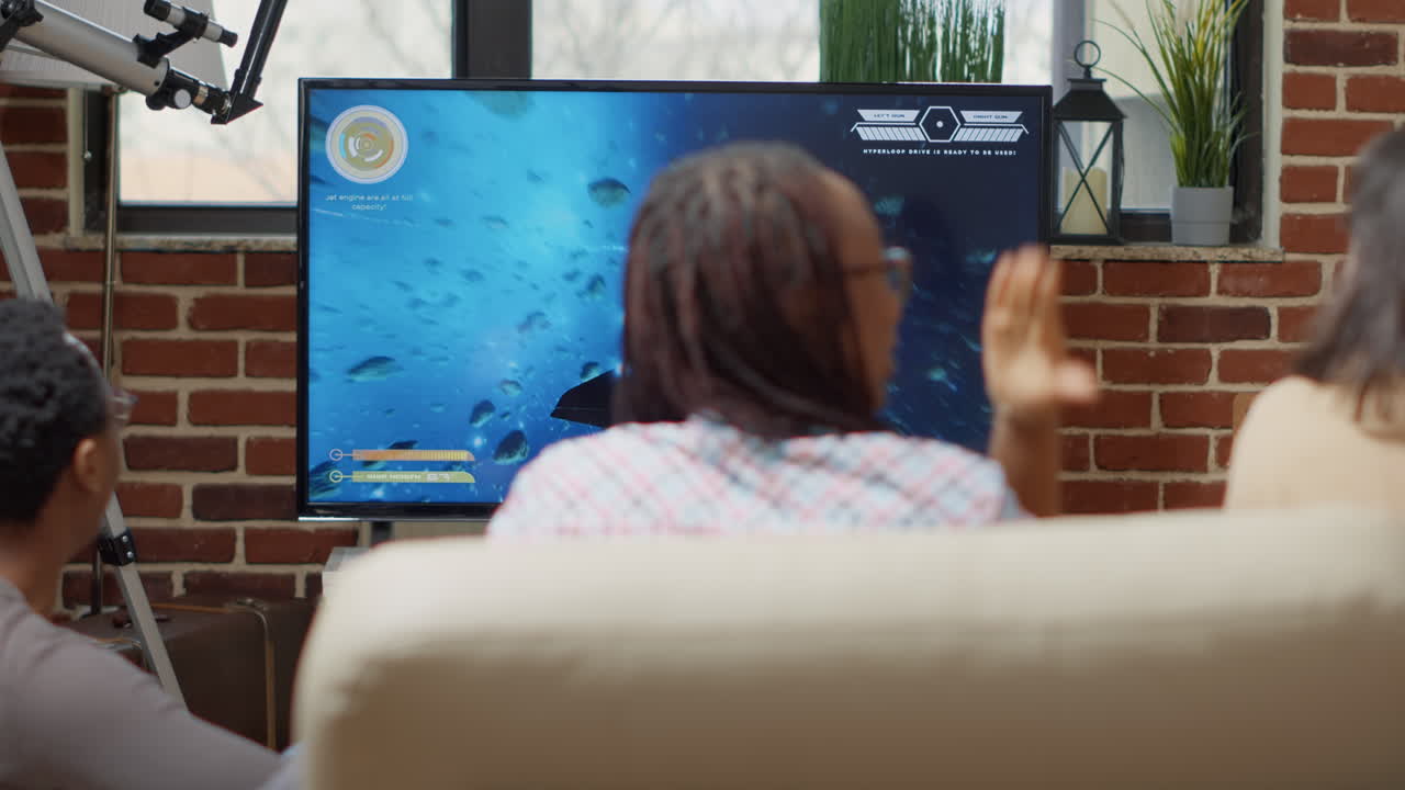 Young people playing video games challenge on cyberspace