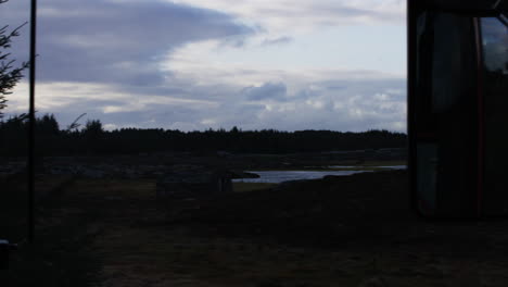 Hand-held-silhouette-shot-of-vast-forest-landscape-in-Vestland,-Norway