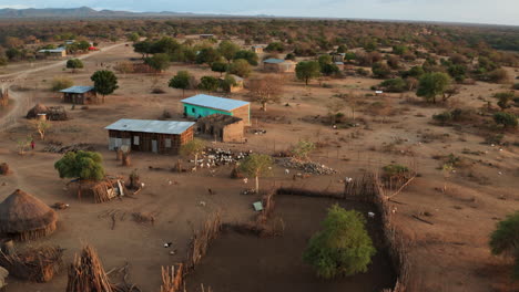 panoramic view of primitive tribal village in omo valley river, southern ethiopia