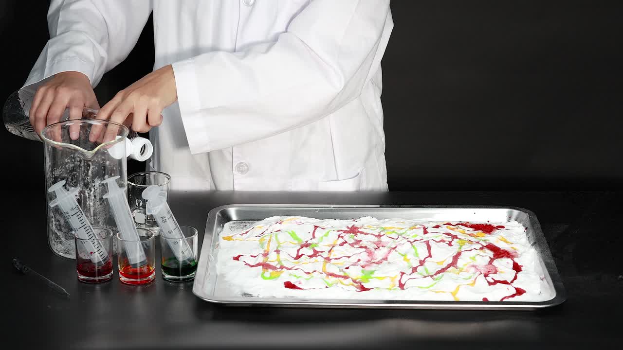 experimento de reacción química de colores