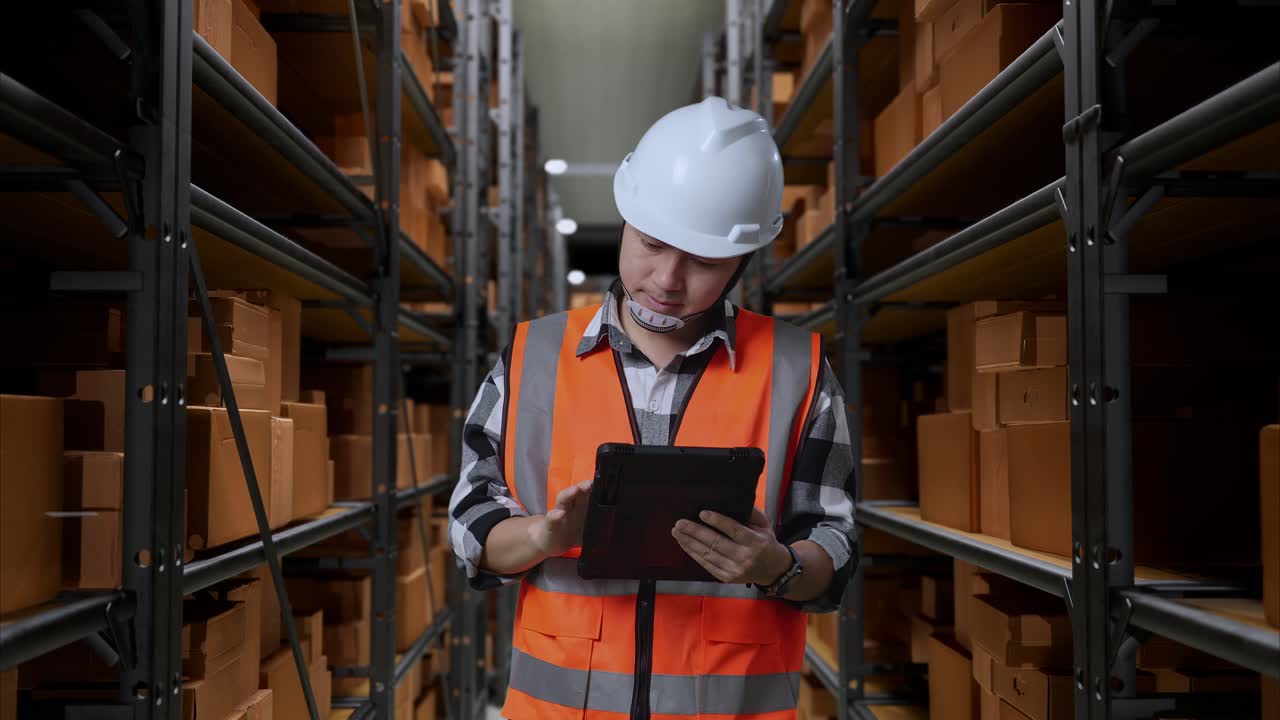 trabajador de almacén comprobando el inventario