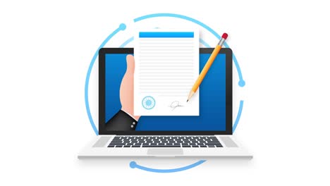 concepto de contrato electrónico o firma digital. gráficos en movimiento
