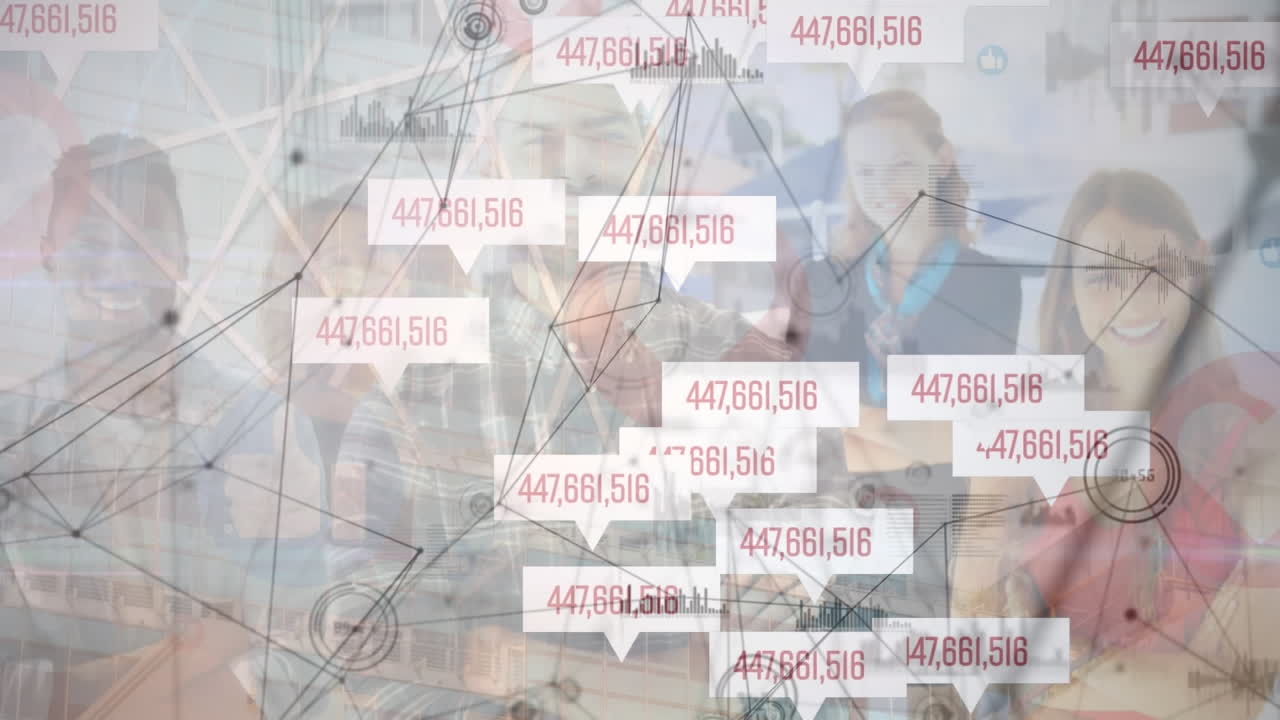 animación de personas de negocios y números que cambian a través de la red de conexiones