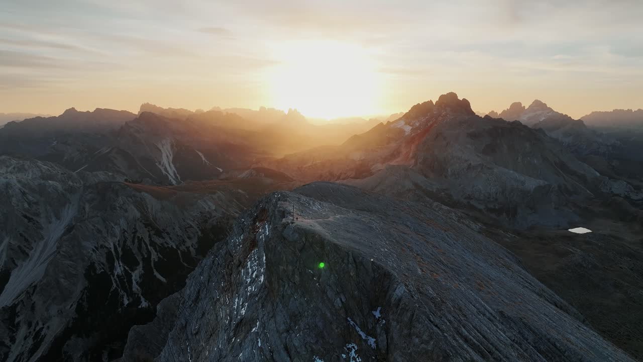 Sunrise in a mystical mountain landscape in the Dolomites in South Tyrol - Italy