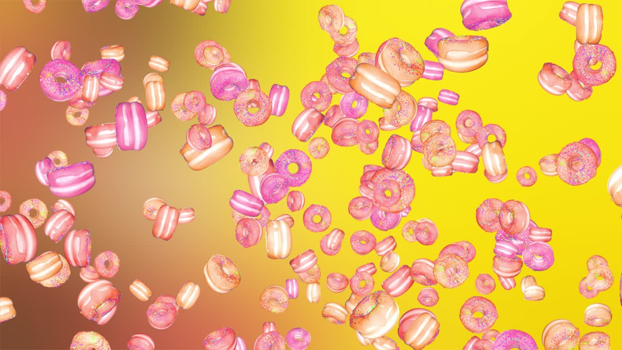 3d rendered falling donuts on an screen floating sweet candies food health fast food concept bakery