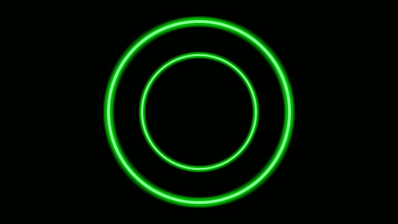 animación de borde de círculo de luz de neón verde sobre fondo negro