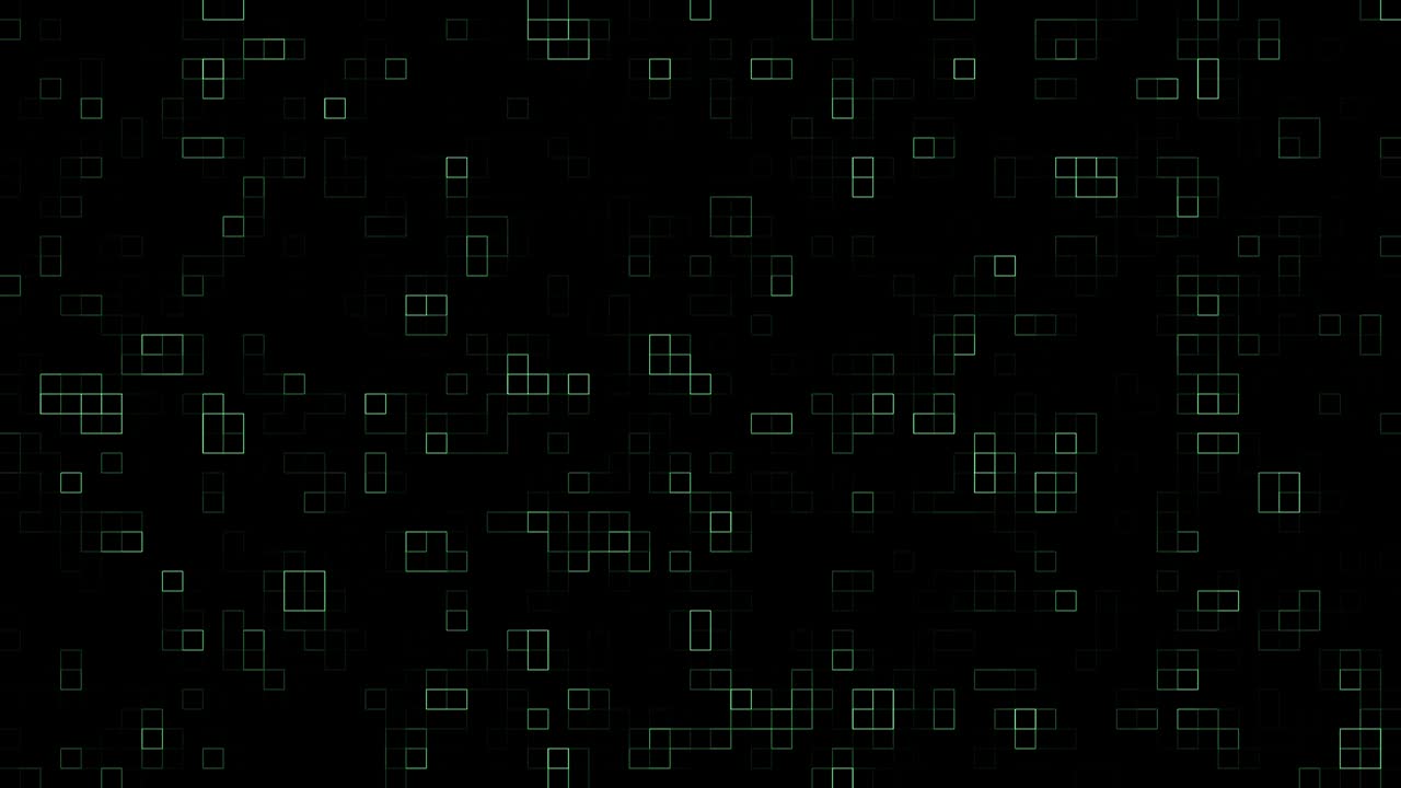 abstract dark background with animated black edges of green color of a square grid