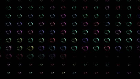 coloridas burbujas de corazón patrón gráficos de movimiento con fondo nocturno