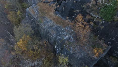 Landslide-protection-superstructure-along-steep-hillside-at-old-Bergensbanen-railway-Norway,-aerial