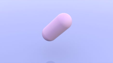 pink capsule rendering animation. 3d pill rotating isolated on grey background. oval construction spinning seamless footage. futuristic geometric shape object flying round looped video