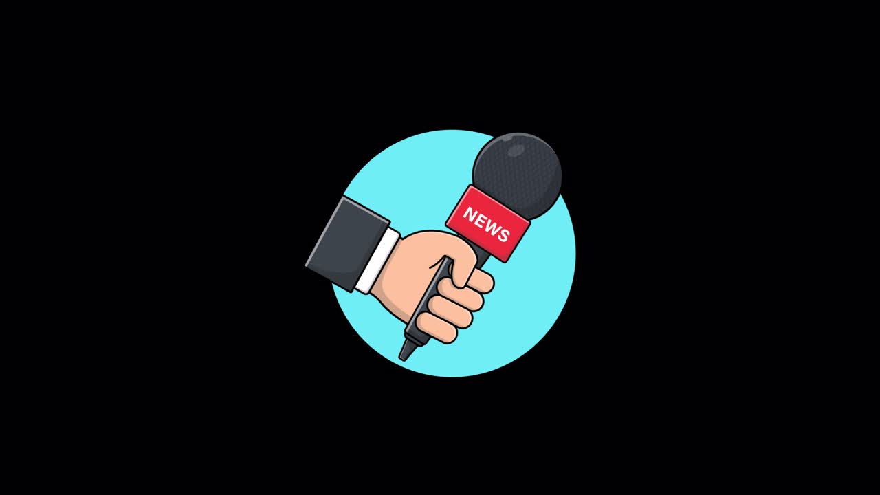 Animated Cartoon Hand Holding News Microphone